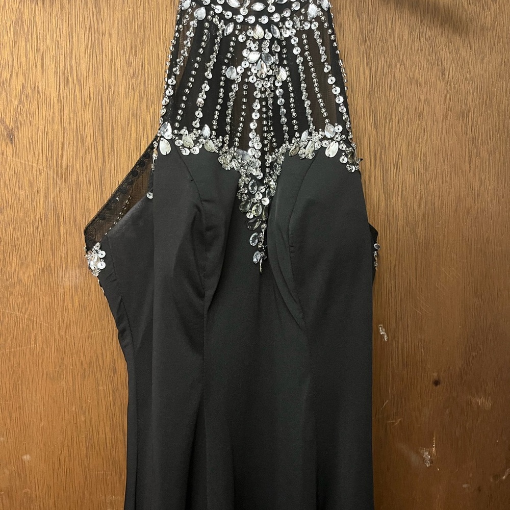 Elegant Black Dress with Silver Embellishments
